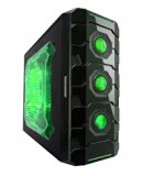 Apevia ATX Mid Tower PC Gaming Case with 5 Fans, Large Side Window, USB2.0,USB3.0, HD Audio ports, Fan Speed Controller, VU/Temp/Fan Speed Gauge, Black/Green X-CRUISER3-GN