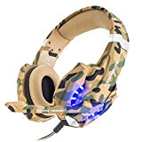 Bengoo Gaming Headset for PS4 Professional 3.5mm PC LED Light Game Bass Headphones Stereo Noise Isolation Over-ear Headset with Mic Microphone for PS4 Laptop Computer and Smart Phone-Camouflage
