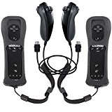EEEKit 2 Packs Built in Motion Plus and Remote and Nunchuck Controller Set for Nintendo Wii Game Console with Silicon Case and Wrist Strap