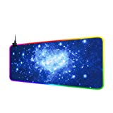 AZFUNN RGB Gaming Mouse Pad with 14 Lighting Modes, LED Rubber Base Mouse Mat of Starry Sky Pattern for Laptop Computer PC Games (31.5×11.8 in)